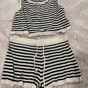 Striped Black and White Knit Set